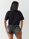 EMBROIDERED BUDDHA BOXY CROPPED TEE
