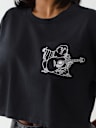 EMBROIDERED BUDDHA BOXY CROPPED TEE