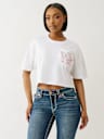 EMBROIDERED BUDDHA BOXY CROPPED TEE