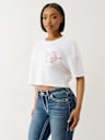 EMBROIDERED BUDDHA BOXY CROPPED TEE