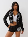 SHRUNKEN ROPE STITCH ZIP HOODIE