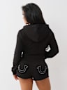 SHRUNKEN ROPE STITCH ZIP HOODIE