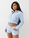 SHRUNKEN ROPE STITCH ZIP HOODIE