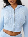 SHRUNKEN ROPE STITCH ZIP HOODIE