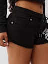SHORTS DE FELPA DE LANILLA DE TIRO BAJO DESHILACHADOS