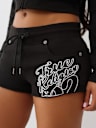 SHORTS DE FELPA DE LANILLA DE TIRO BAJO DESHILACHADOS