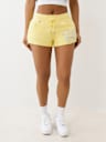 SHORTS DE FELPA DE LANILLA DE TIRO BAJO DESHILACHADOS