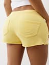 SHORTS DE FELPA DE LANILLA DE TIRO BAJO DESHILACHADOS