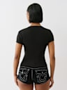RIBBED SCRIPT LOGO V NECK TOP