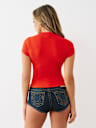 RIBBED SCRIPT LOGO V NECK TOP