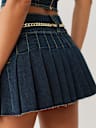 PLEATED CHAIN DENIM MINI SKIRT
