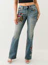 BECCA CRYSTAL TATTOO MID RISE BIG T BOOTCUT JEAN