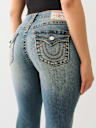 BECCA CRYSTAL TATTOO MID RISE BIG T BOOTCUT JEAN