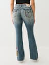 BECCA CRYSTAL TATTOO MID RISE BIG T BOOTCUT JEAN