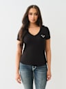 CRYSTAL LOGO V NECK TEE