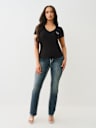 CRYSTAL LOGO V NECK TEE