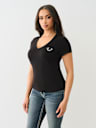 CRYSTAL LOGO V NECK TEE