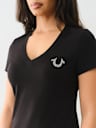 CRYSTAL LOGO V NECK TEE