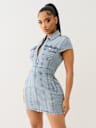 DENIM ZIP FRONT MINI DRESS