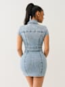 DENIM ZIP FRONT MINI DRESS