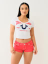 CRYSTAL HORSESHOE V NECK BABY TEE