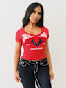 CRYSTAL HORSESHOE V NECK BABY TEE