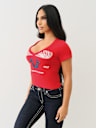 CRYSTAL HORSESHOE V NECK BABY TEE