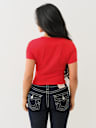 CRYSTAL HORSESHOE V NECK BABY TEE