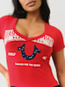 CRYSTAL HORSESHOE V NECK BABY TEE