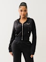 VELOUR CRYSTAL SHRUNKEN ZIP HOODIE