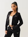 VELOUR CRYSTAL SHRUNKEN ZIP HOODIE