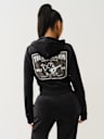 VELOUR CRYSTAL SHRUNKEN ZIP HOODIE
