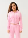 VELOUR CRYSTAL SHRUNKEN ZIP HOODIE