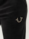 VELOUR CRYSTAL HORSESHOE STRAIGHT LEG PANT