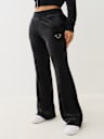 VELOUR CRYSTAL HORSESHOE STRAIGHT LEG PANT