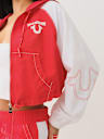 SHRUNKEN BIG T NYLON ZIP HOODIE