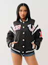 CHAQUETA TIPO BOMBER DE SATÉN ESTILO UNIVERSITARIO