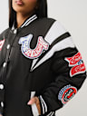 CHAQUETA TIPO BOMBER DE SATÉN ESTILO UNIVERSITARIO