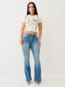 JEANS CORTE DE BOTA ACAMPANADOS JOEY DE TIRO MEDIO EN TERRY ÍNDIGO