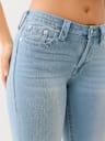 BECCA INDIGO TERRY MID RISE BOOTCUT JEAN
