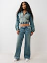DENIM BIG T ZIP HOODIE