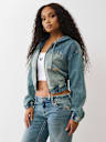 DENIM BIG T ZIP HOODIE
