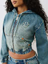 DENIM BIG T ZIP HOODIE