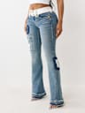 JOEY MID RISE RIP REPAIR BIG T FLARE JEAN