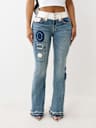 JOEY MID RISE RIP REPAIR BIG T FLARE JEAN