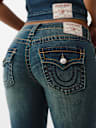 BECCA MID RISE BIG T  BOOTCUT JEAN