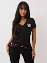 CRYSTAL SPORTY V NECK TEE