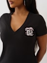 CRYSTAL SPORTY V NECK TEE