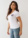 CRYSTAL SPORTY V NECK TEE
