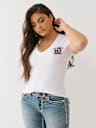 CRYSTAL SPORTY V NECK TEE
